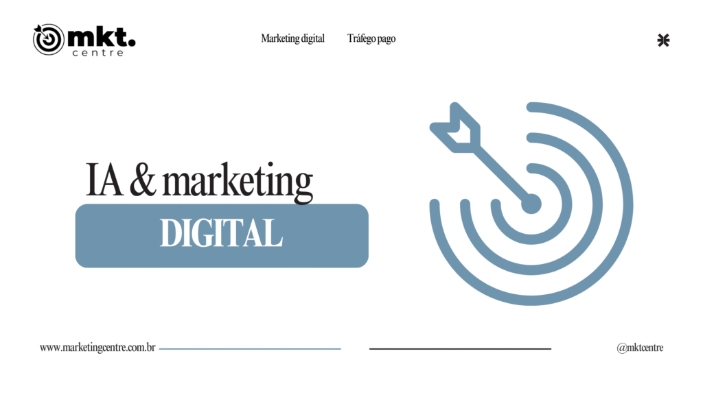 Banner sobre Inteligência Artificial e Marketing Digital com um ícone de alvo com flecha.